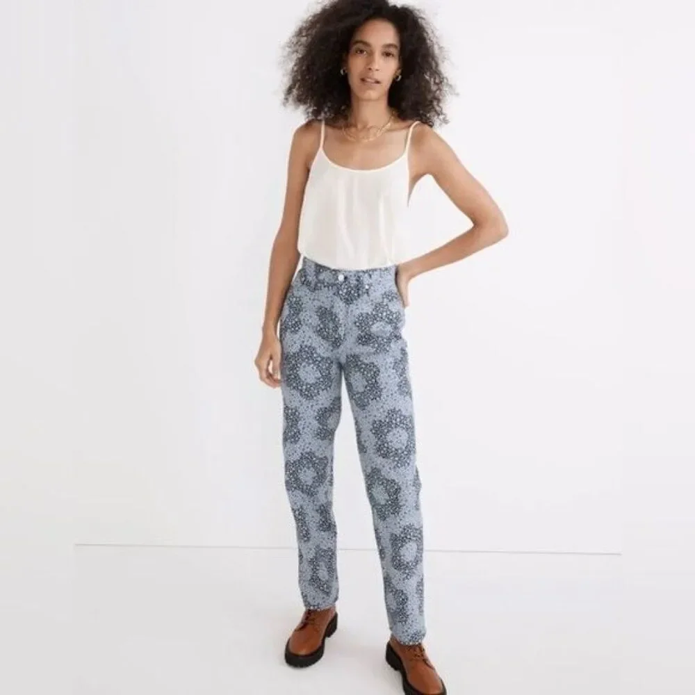New MADEWELL Baggy Straight Jeans in Quilted Floral in Classic Indigo Size 30